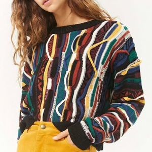 Multicolored cable knot vintage cosby sweater